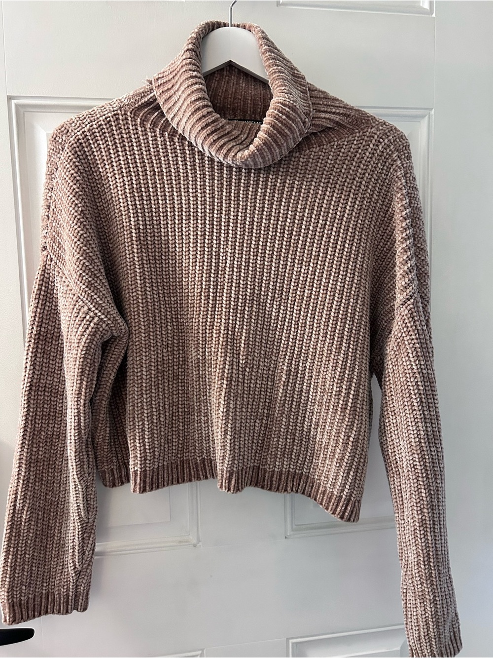 Blank NYC Chunky Taupe Cowl Turtleneck Sweater